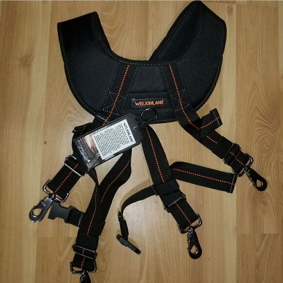 WELKINLAND  Heavy Duty Suspenders Black Harness Carpentry - Picture 7 of 12